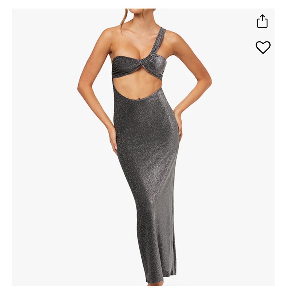 WeWoreWhat Black Ruched Asymmetrical Knit Maxi